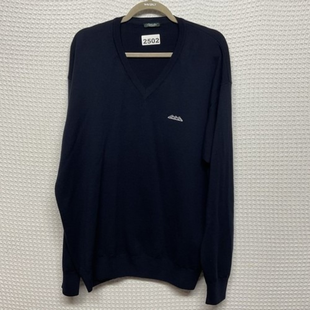 NWOT Marbas Woolmark Navy‎ Blue Knit Long Sleeve V-Neck Sweater Men 2XL Italy